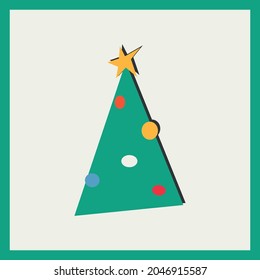 Christmas tree on light background. Greeting card. Invitation template. Trendy vector design for web and print.
