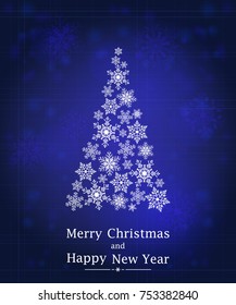 Christmas tree on a light background. Greeting card or invitation. Merry Christmas and a happy new year. Element for design.