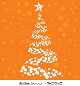 Christmas tree on orange background