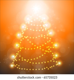 Christmas tree on orange background