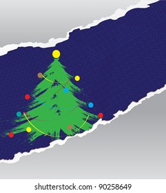CHRISTMAS TREE ON PAPER In the box (CARD VECTOR)
