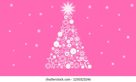 Christmas tree on the pink background.