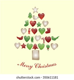 Christmas tree is on a postcard. Christmas. Fairy tale. New Year