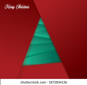 Christmas tree on a postcard in a geometric and flat style