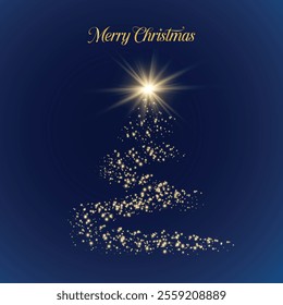 Christmas tree on Christmas poster in electronic technology style. New year, merry Christmas  congratulations card in computer tech design.