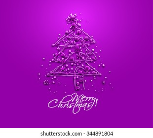 Christmas Tree on Purple Background.