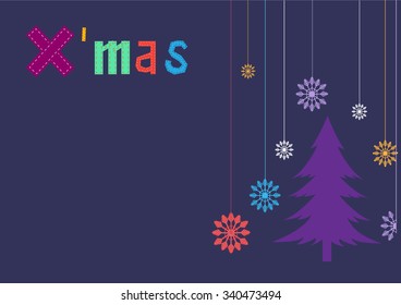 Christmas tree on purple  backgrounds,Design of merry Christmas cards