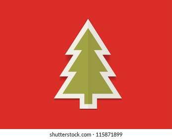 Christmas tree on red background