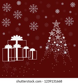 Christmas tree on red background