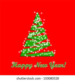 Christmas tree on a red background