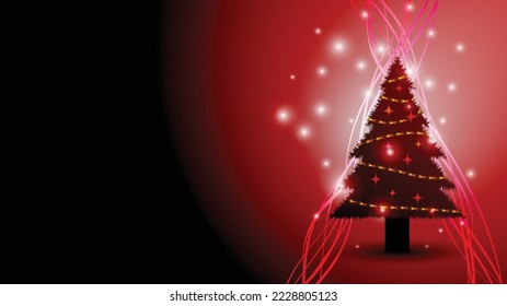 Árbol de Navidad en fondo rojo