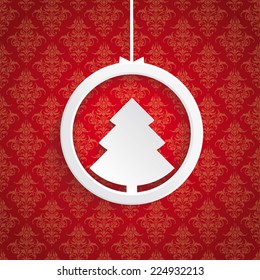 Christmas tree on the red background. Eps 10 vector file.