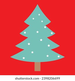 christmas tree on red background vector 100% editable 