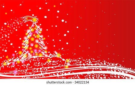 Christmas tree on a red background