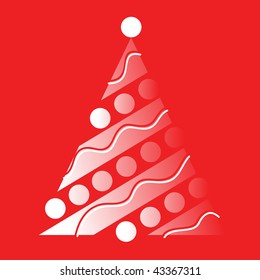 Christmas tree on red background