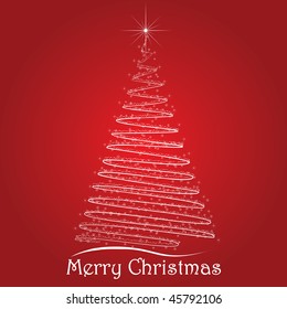 Árbol de Navidad con fondo rojo