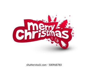 Christmas Tree on red Background.