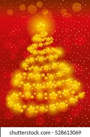 Christmas tree on a red background.