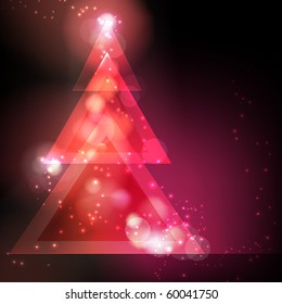 Christmas tree on red background
