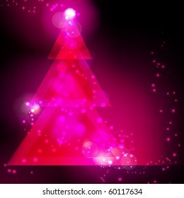 Christmas tree on red background