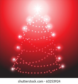 Weihnachtsbaum auf rotem Hintergrund