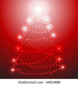 Christmas tree on red background