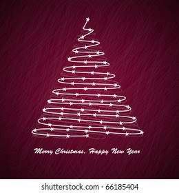 Christmas tree on red background
