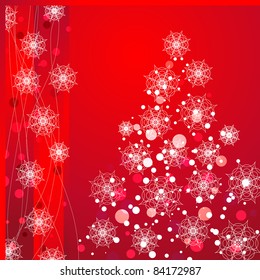 Christmas tree on red background