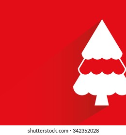 Christmas tree on red background,flat and shadow theme