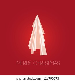 Christmas tree on red with merry christmas text