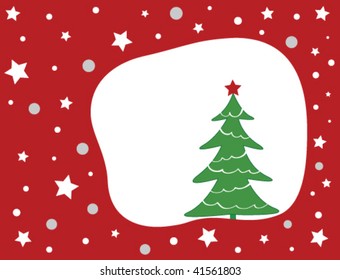 Christmas tree on a red star background.