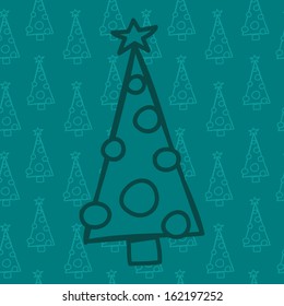 Christmas tree on seamless pattern