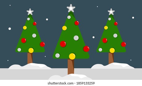 Christmas tree on a snow background,Can be used for business cards or for web,Christmas Day.