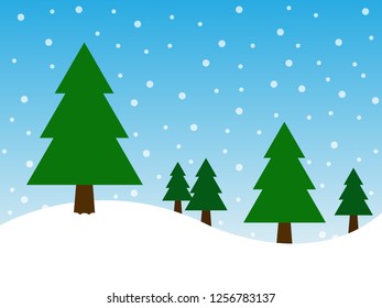 Christmas tree on snow and blue background in merry christmas festival. Illustration EPS10