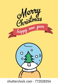 Christmas tree on Snow globe