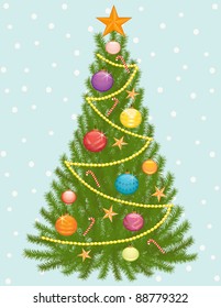 christmas tree on a snowy background