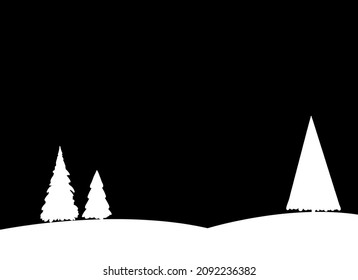 Christmas tree on snowy landscapes isolate on png or transparent    background, Graphic resources for New Year, Birthdays and luxury card. Vector illustration