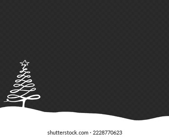 Christmas tree on snowy landscapes isolate on png or transparent    background, Graphic resources for New Year, Birthdays and luxury card. Vector illustration