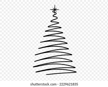 Christmas tree on snowy landscapes isolate on png or transparent    background, Graphic resources for New Year, Birthdays and luxury card. Vector illustration