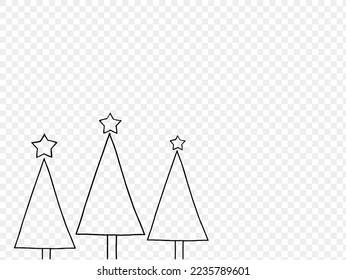 Christmas tree on snowy landscapes isolate on png or transparent    background, Graphic resources for New Year, Birthdays and luxury card. Vector illustration