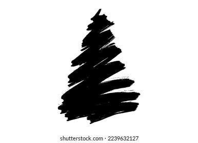 Christmas tree on snowy landscapes isolate on png or transparent    background, Graphic resources for New Year, Birthdays and luxury card. Vector illustration