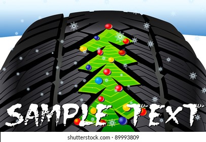 Christmas tree on the tire tread