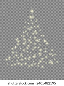 Christmas tree on a transparent background. Garland on an invisible Christmas tree. Vector illustration.