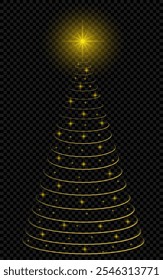 Christmas tree on a transparent background, vector graphics, Christmas tree with a bright star