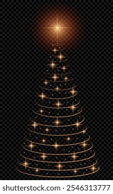 Christmas tree on a transparent background, vector graphics, Christmas tree with a bright star