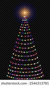 Árbol de navidad en un fondo transparente, gráficos del Vector, árbol de navidad con una estrella brillante