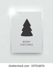 Christmas tree on vertical frame background. New year and christmas greeting card or party invitation. Vector illustration.