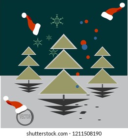 Christmas tree on a white background with red balls on a dark background abstraction vector
