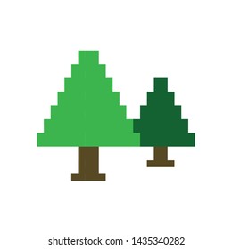 Christmas tree on a white background. Pixel art. Vector illustration.