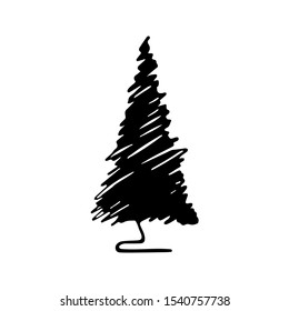 Christmas tree on a white background. Line drawing. Isolated picture. Vector.
